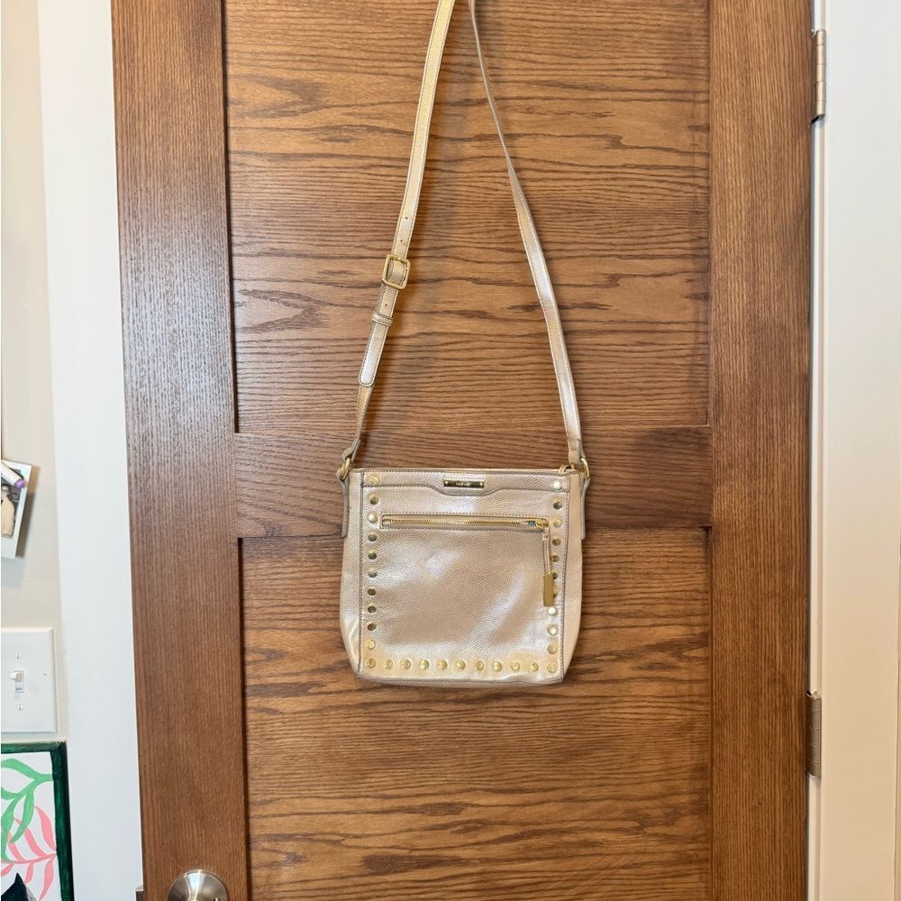 Nine West Metallic Gold Crossbody with Stud Trim